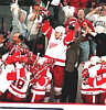 Wings celebrate on bench