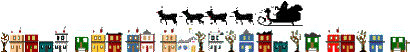 sleigh and reindeer over roofs