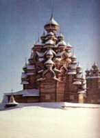 Wood onion domes in winter